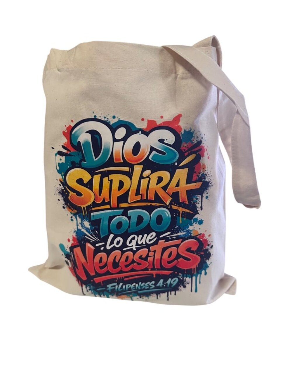 Lzerking Cotton Canvas Tote Bag 15x16 – Dios Suplirá Todo Lo Que Necesites